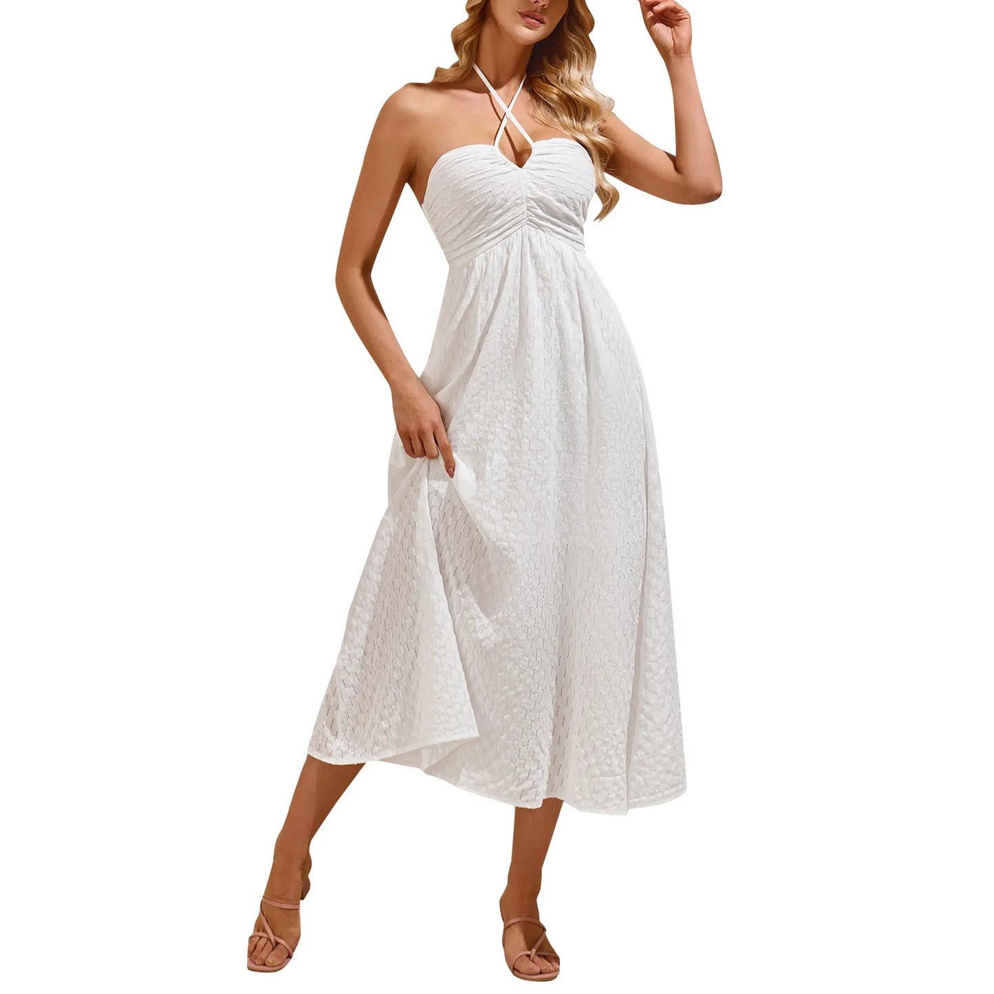 Summer Dress Women 2024 Solid Temperament Dress Casual Loose Short Sleeve Long Dress Vintage Harajuku Fashion Woman Clothes