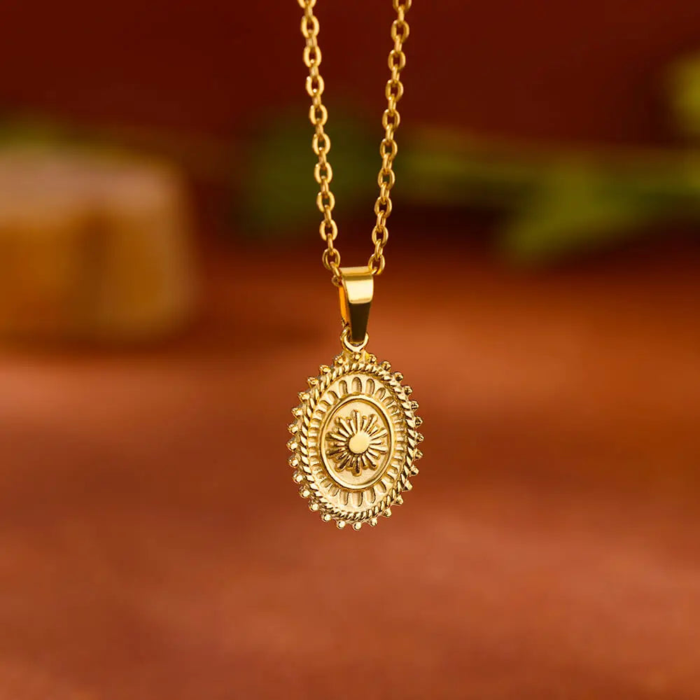 Punk Gold Color Heart Pendant Necklace for Women Stainless Steel Buckle Beaded Neck Chain Choker Y2K Jewelry Accessories