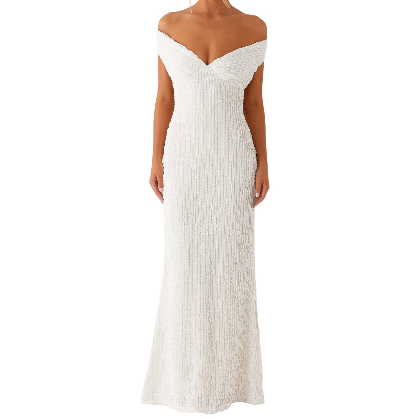 Elegant V-Neck Sleeveless Maxi Dress with Ruched Waistband and Flowy Skirt for Women s Evening Party Wear