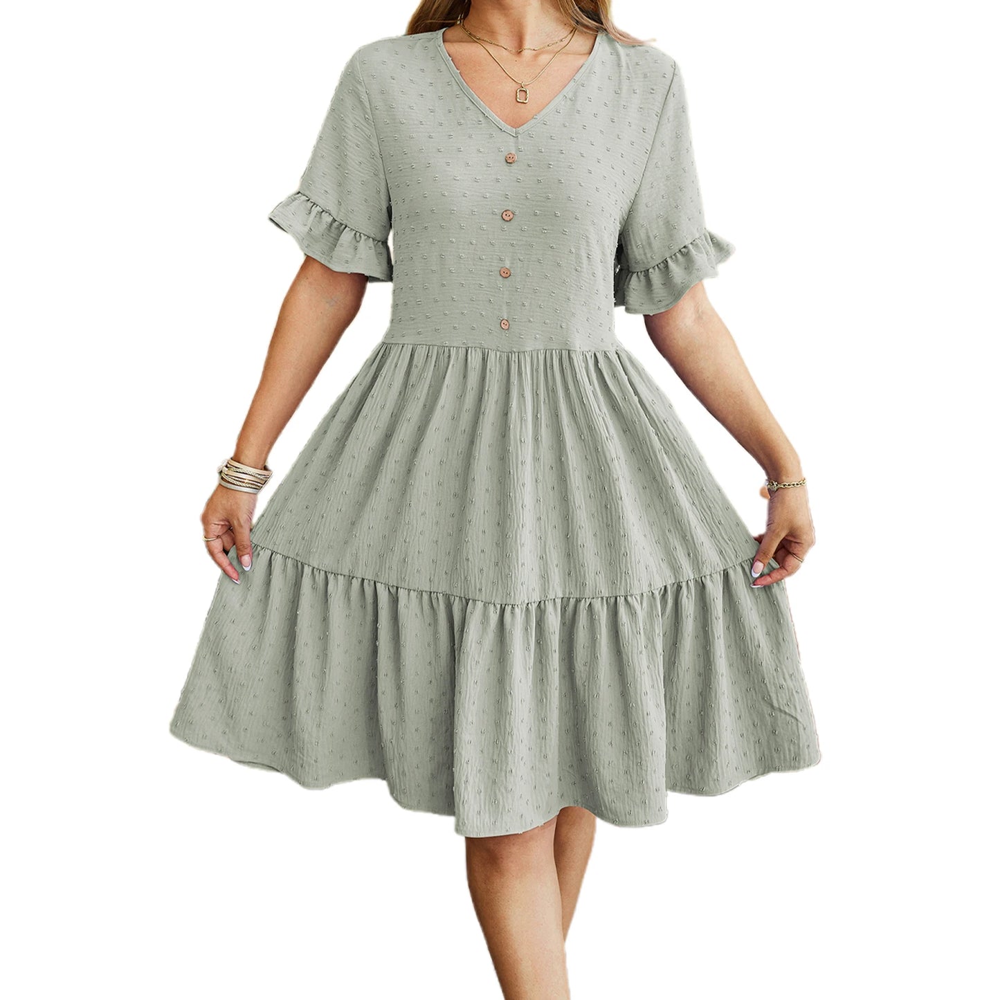 Elegant Floral Print Maxi Dress with Ruffle Sleeves and V-Neckline Women s Summer Boho Chic Fashion Long Dress for Casual Wear