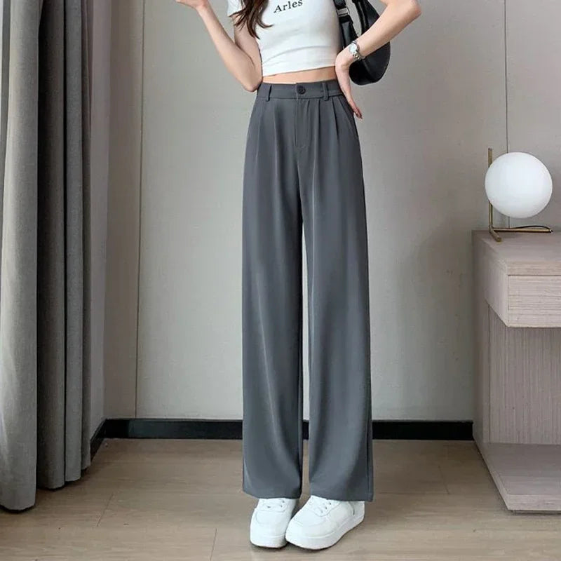 Women Suit Pants Lady Classic Fashion Trousers Female Comfortable Straight Leg Pants Mom Korean Casual Baggy Long Slacks