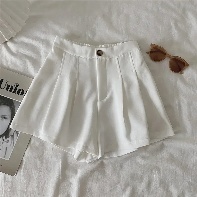 Casual White Women's Shorts 2024 New Summer Thin High-waisted Slimming A- line Wide-legged Hot Pants Petite Size