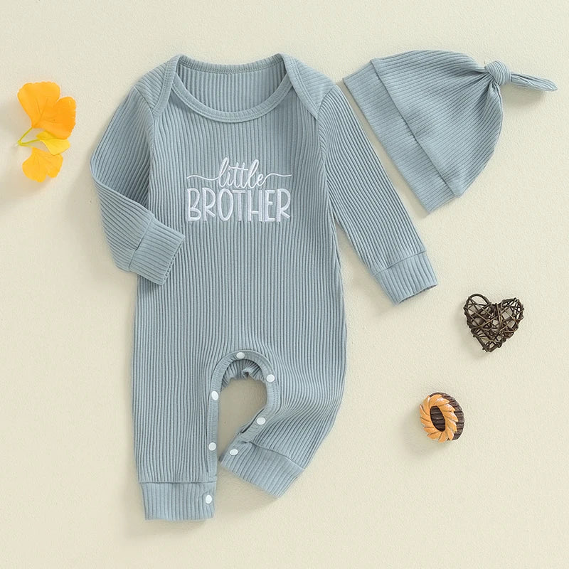 Infant Toddler Unisex Winter Bodysuit with Hooded Jacket Long Sleeve Crewneck Letter Embroidery Casual Romper