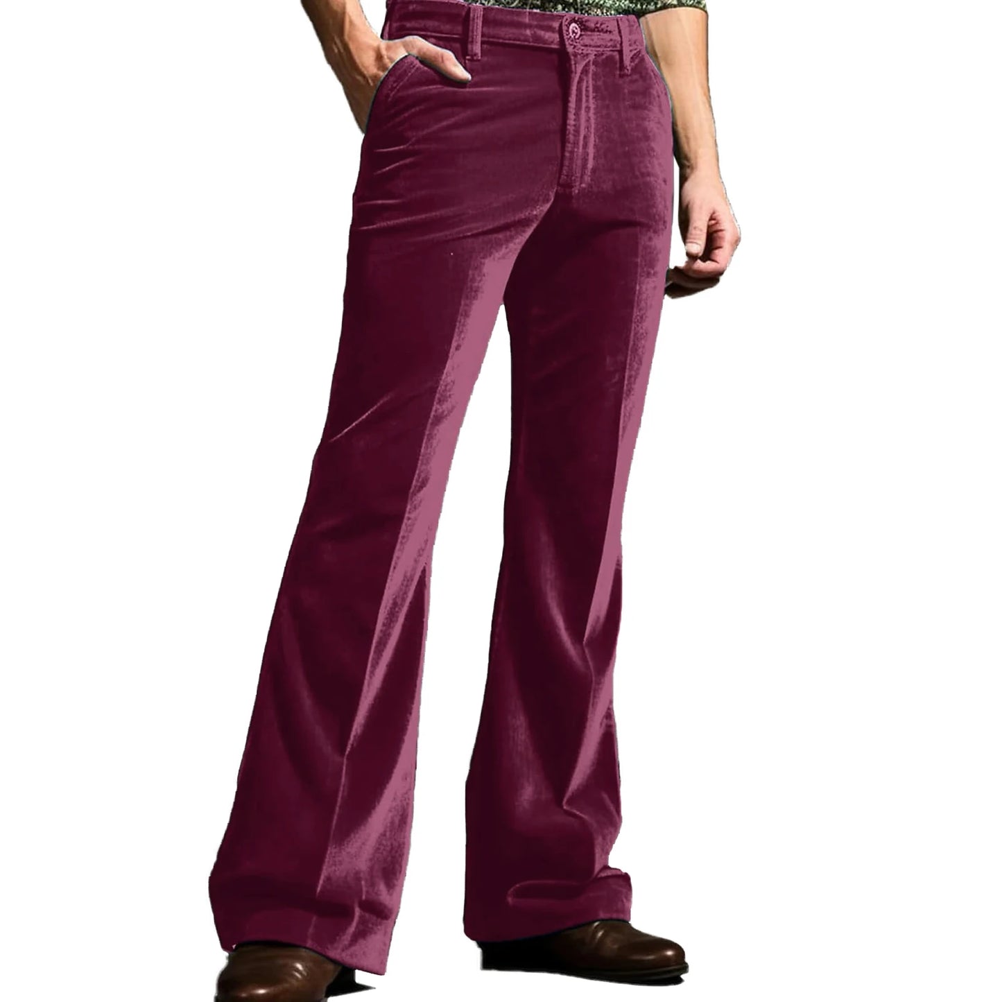 Men s Classic Fit Flared Dress Pants Elegant Solid Color Bell Bottom Trousers for Work Events Wedding Ceremony and Casual Wear