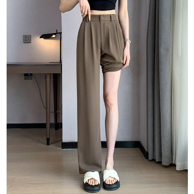 Women Suit Pants Lady Classic Fashion Trousers Female Comfortable Straight Leg Pants Mom Korean Casual Baggy Long Slacks