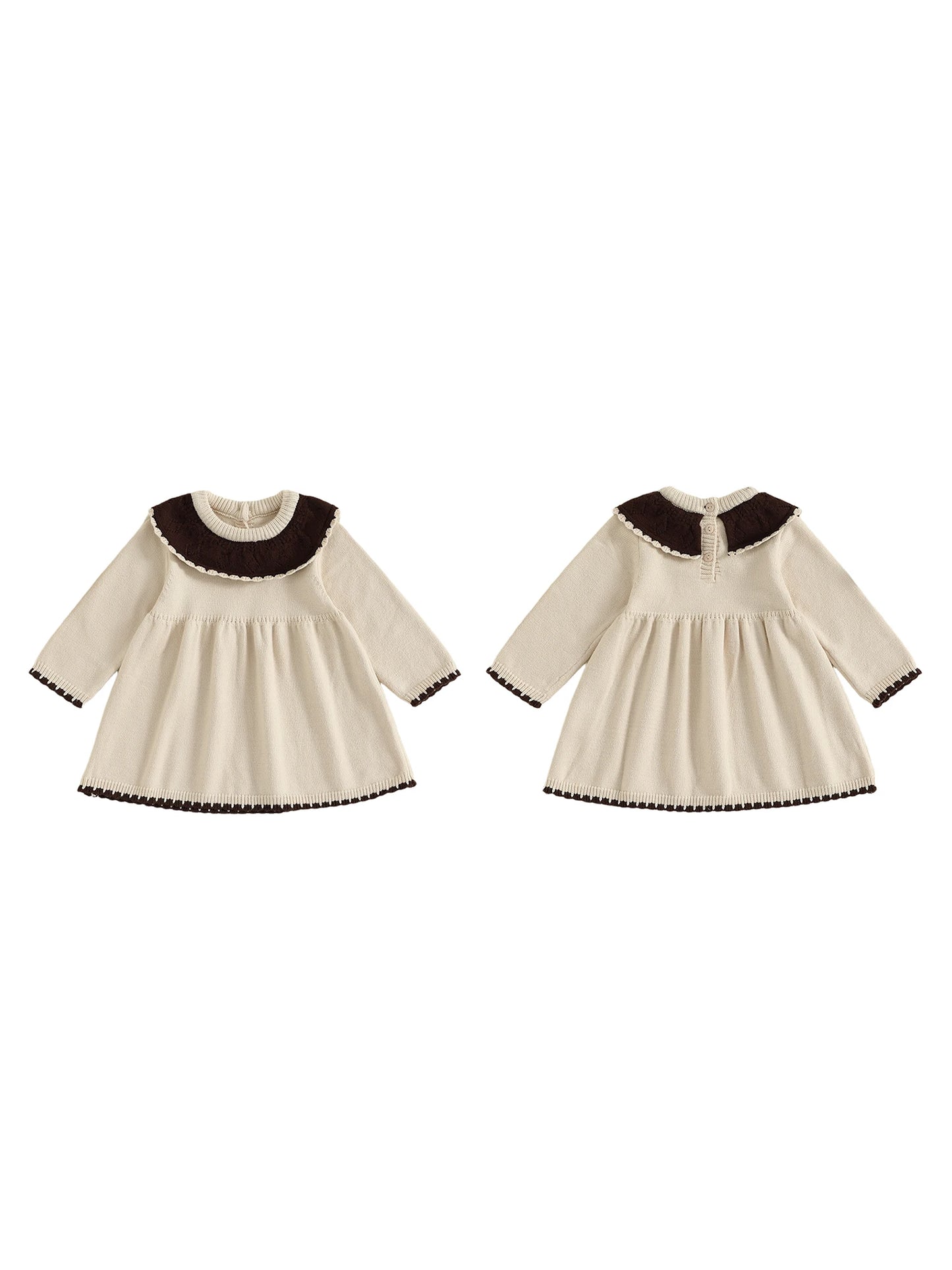 Infant Girl s Knit Sweater Dress with Ruffle Detailing Crew Neck Long Sleeves A-line Silhouette - Perfect for Autumn and