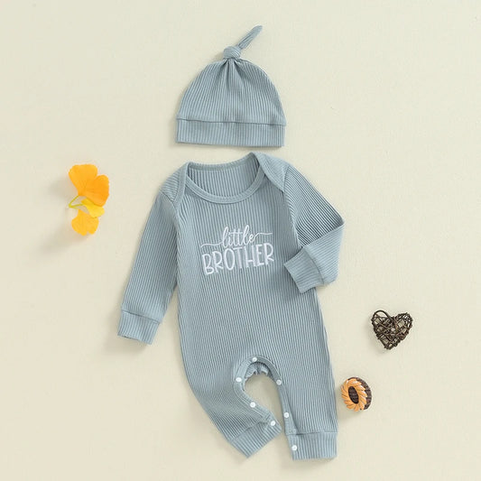 Infant Toddler Unisex Winter Bodysuit with Hooded Jacket Long Sleeve Crewneck Letter Embroidery Casual Romper
