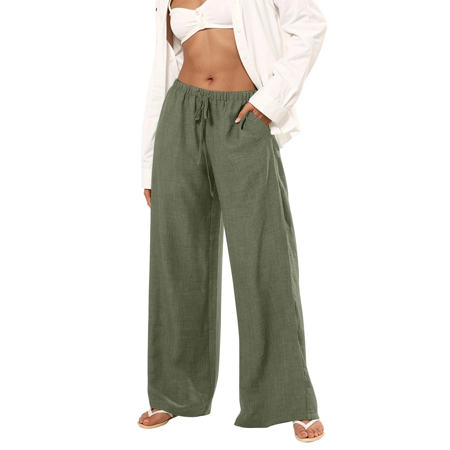 Womens Palazzo Pants Summer Casual Flowy Wide Leg Trousers Beach Travel Vacation Outfits Pantalones De Mujer Ropa De Mujer