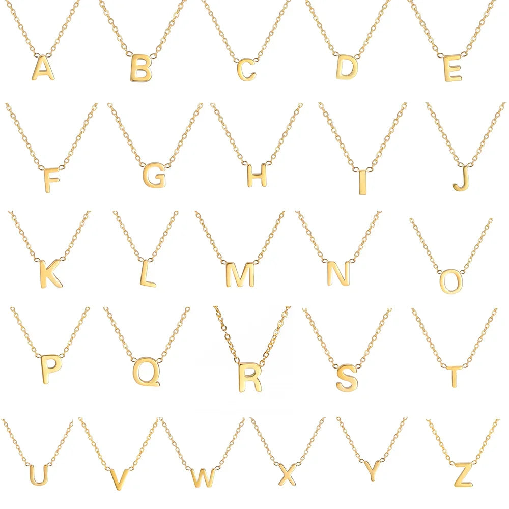 Minimalist Initial A-Z Letter Necklace for Women Alphabet Stainless Steel Choker Chains Jewelry Birthday Gift Wholesale