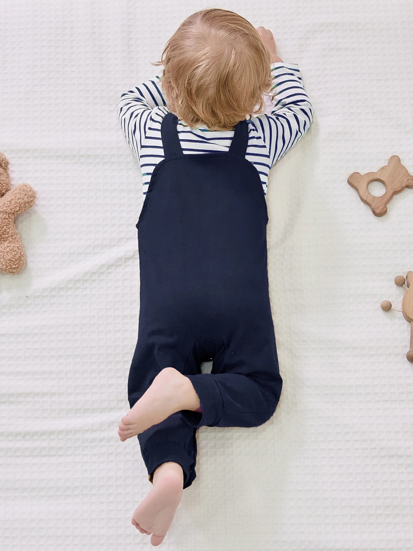 Newborn Baby Boy Clothes,2Pcs Infant Boy Romper Bodysuit Stripe Outfits +Bib Overall Pants(0-18 Month)