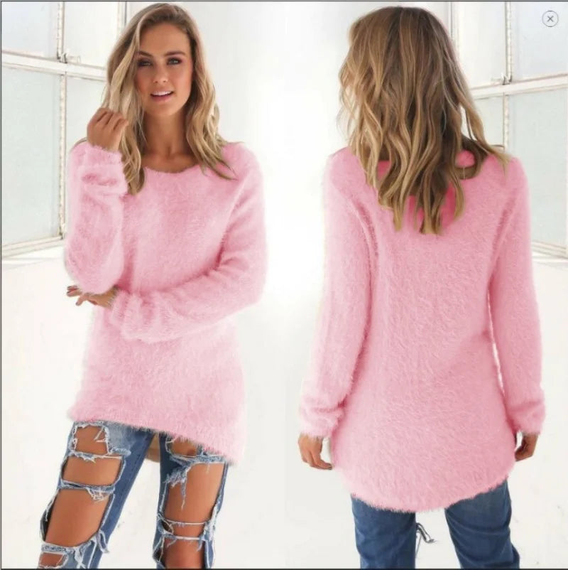 2025 New Loose Autumn Warm Sweater Fashion Women O-Neck Knitted Long Sleeve Pullovers Casual Office Lady Commute Solid Clothing