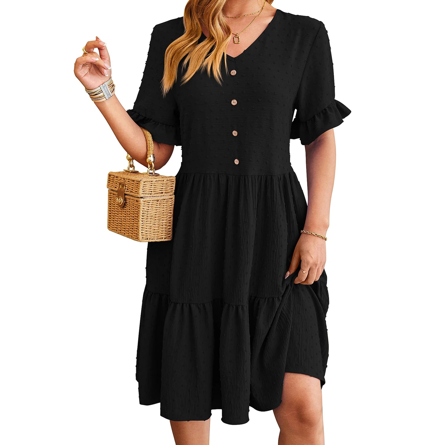 Elegant Floral Print Maxi Dress with Ruffle Sleeves and V-Neckline Women s Summer Boho Chic Fashion Long Dress for Casual Wear