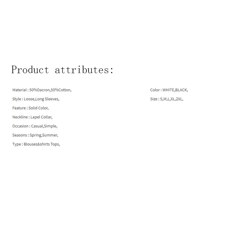 Solid Color Blouses for Women Loose Lapel Collar Long Sleeves Shirt Tops Urban Female Spring New Stylish T-shirt