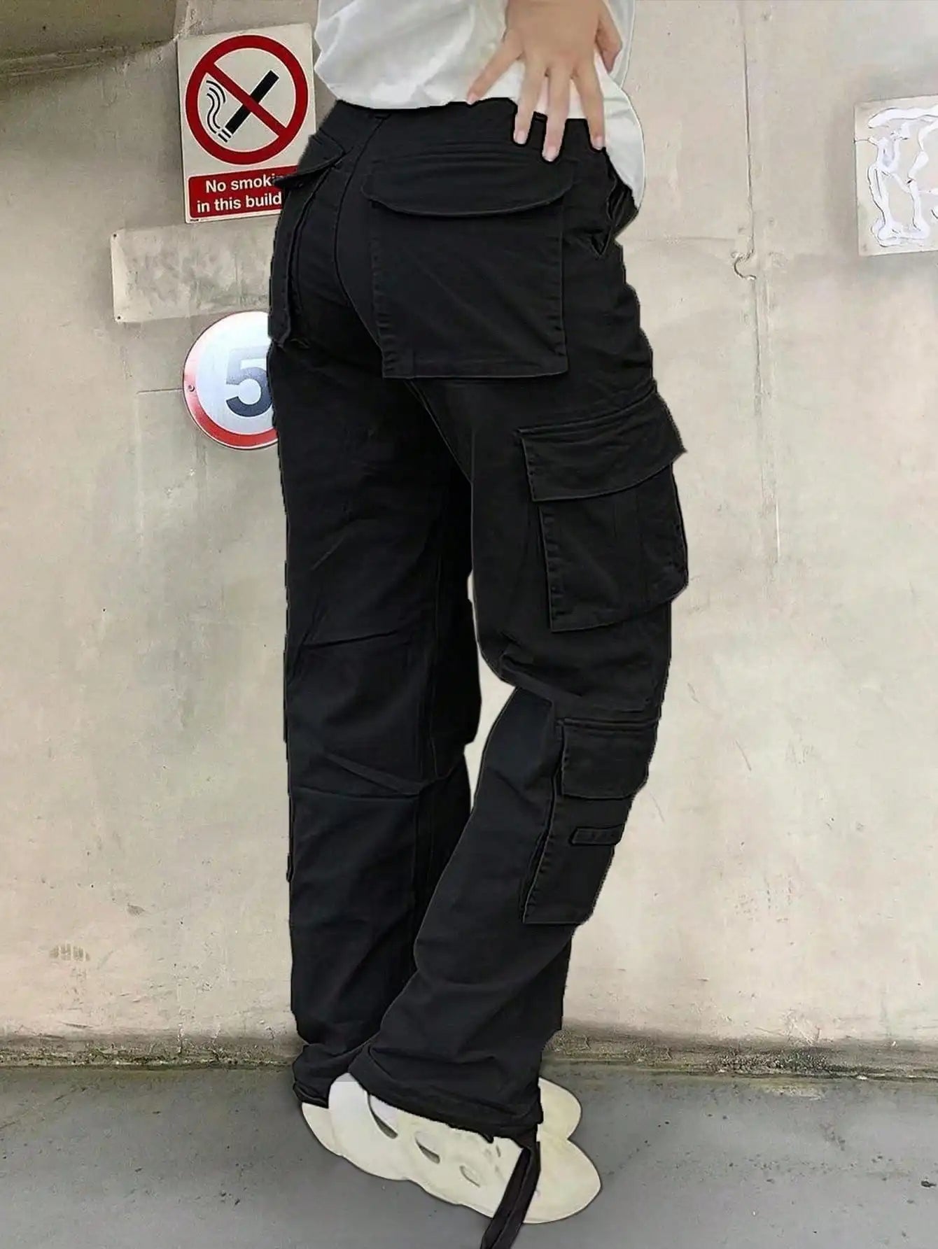 2025 New Christmas High Waist Solid Cargo Pants - Women's Loose Y2K Wide Leg Casual Pants with Pockets (Streetwear Sweatpants)