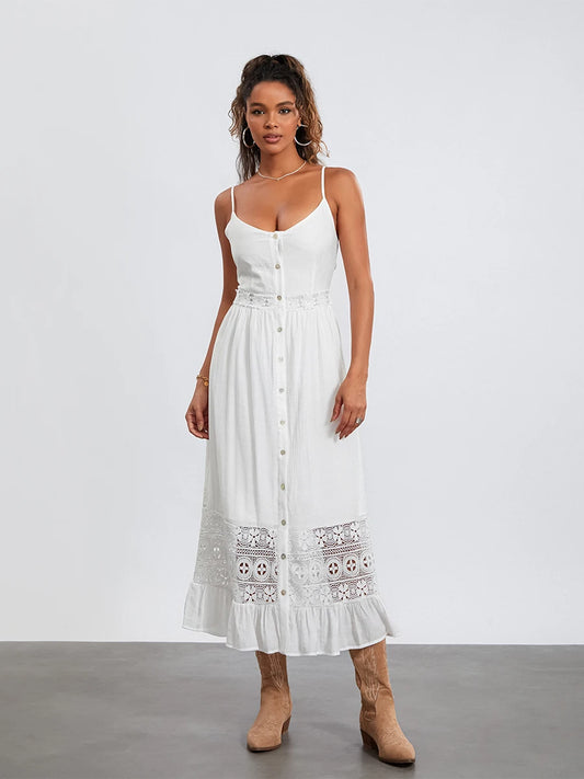 Elegant Floral Print Sleeveless Maxi Dress with V-Neckline and Ruffle Hem Casual Summer Boho Beach Long Dress for Women