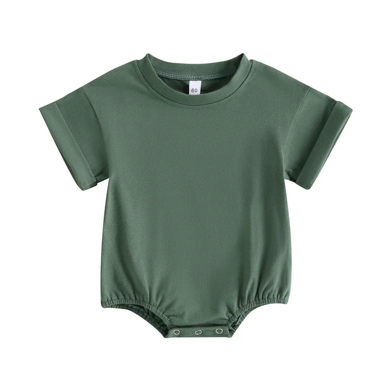 Newborn Baby Romper Summer Crewneck Romper Clothing Solid Casual Loose Jumpsuits Toddler Infant Boy Girl Cotton Playsuit