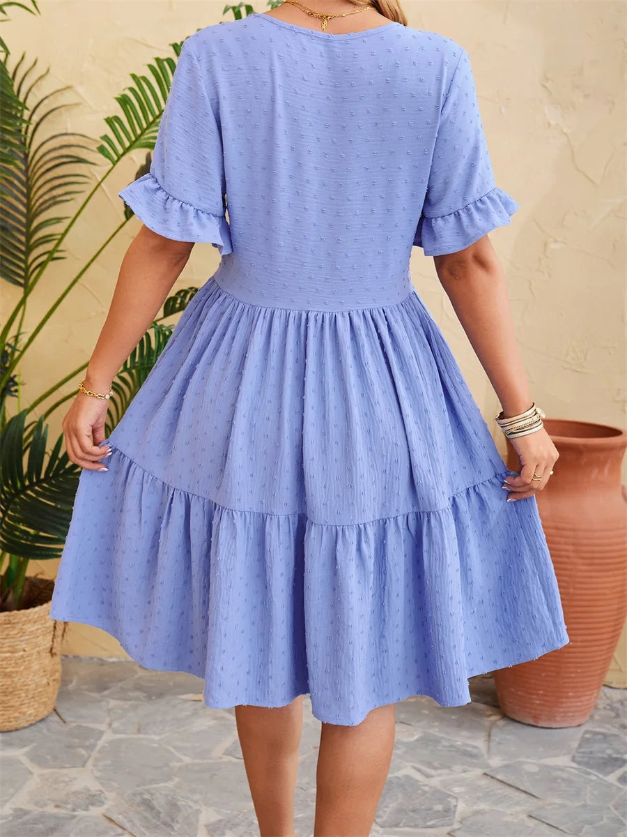 Elegant Floral Print Maxi Dress with Ruffle Sleeves and V-Neckline Women s Summer Boho Chic Fashion Long Dress for Casual Wear