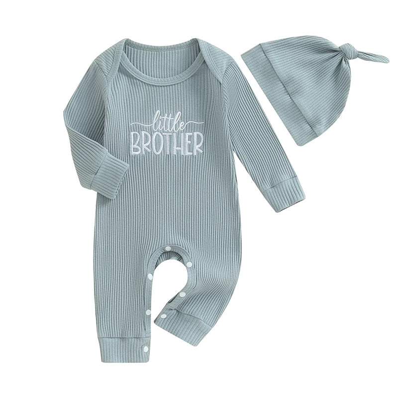 Infant Toddler Unisex Winter Bodysuit with Hooded Jacket Long Sleeve Crewneck Letter Embroidery Casual Romper