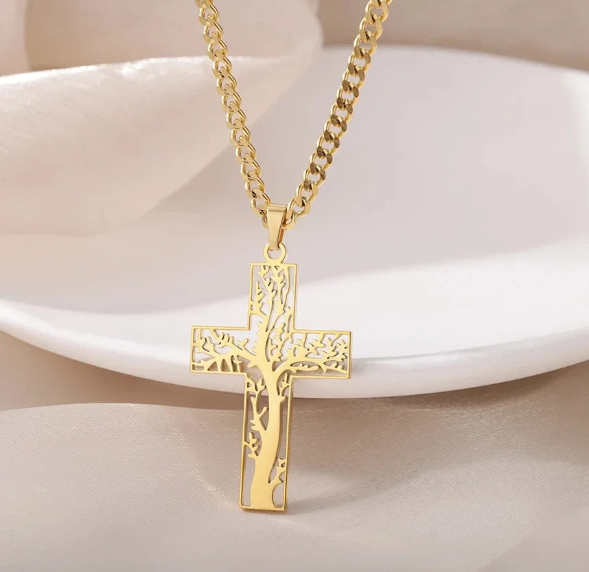 Punk Gold Color Heart Pendant Necklace for Women Stainless Steel Buckle Beaded Neck Chain Choker Y2K Jewelry Accessories