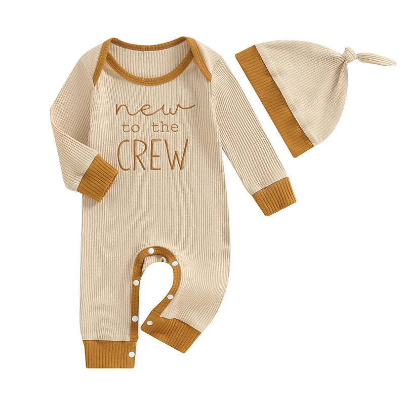 Infant Toddler Unisex Winter Bodysuit with Hooded Jacket Long Sleeve Crewneck Letter Embroidery Casual Romper
