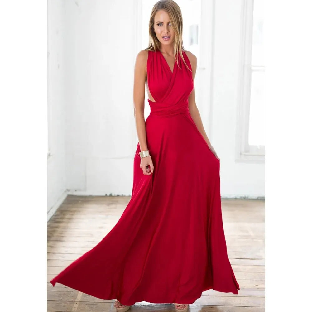 Sexy Women Multiway Wrap Convertible Boho Maxi Club Red Dress Bandage Long Dress Party Bridesmaids Infinity Robe Longue Femme