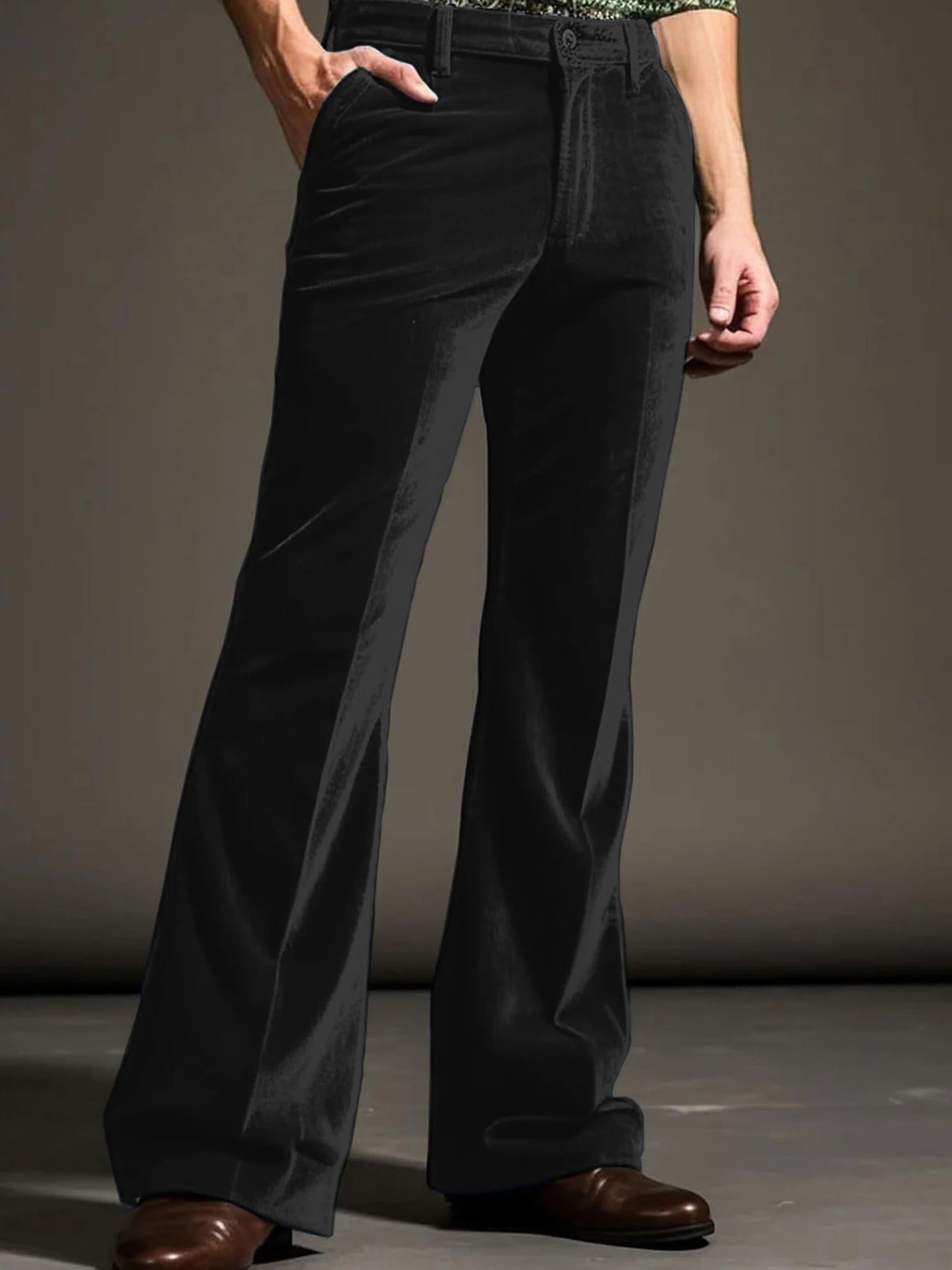 Men s Classic Fit Flared Dress Pants Elegant Solid Color Bell Bottom Trousers for Work Events Wedding Ceremony and Casual Wear