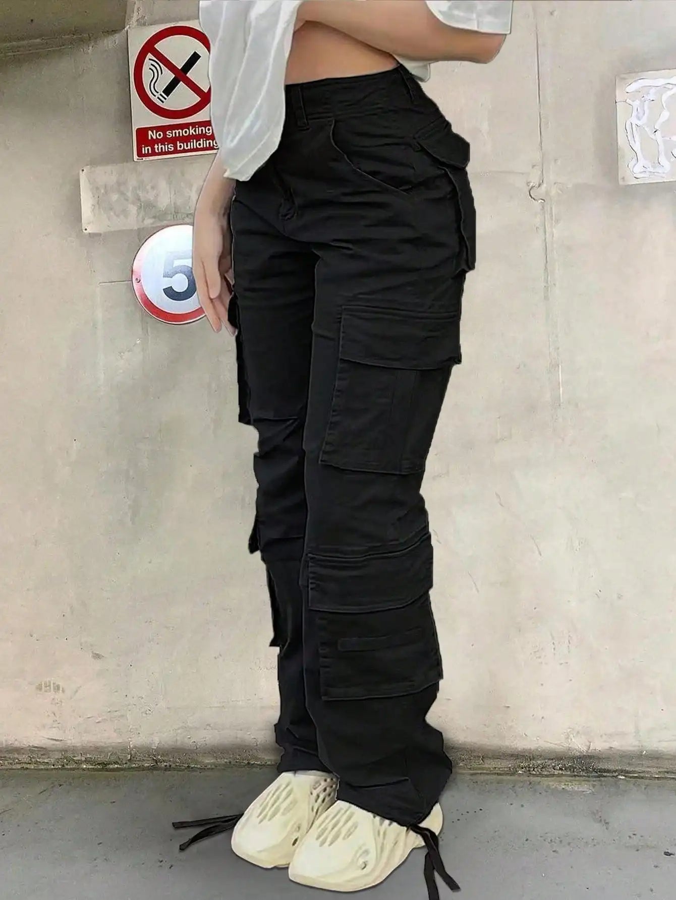 2025 New Christmas High Waist Solid Cargo Pants - Women's Loose Y2K Wide Leg Casual Pants with Pockets (Streetwear Sweatpants)