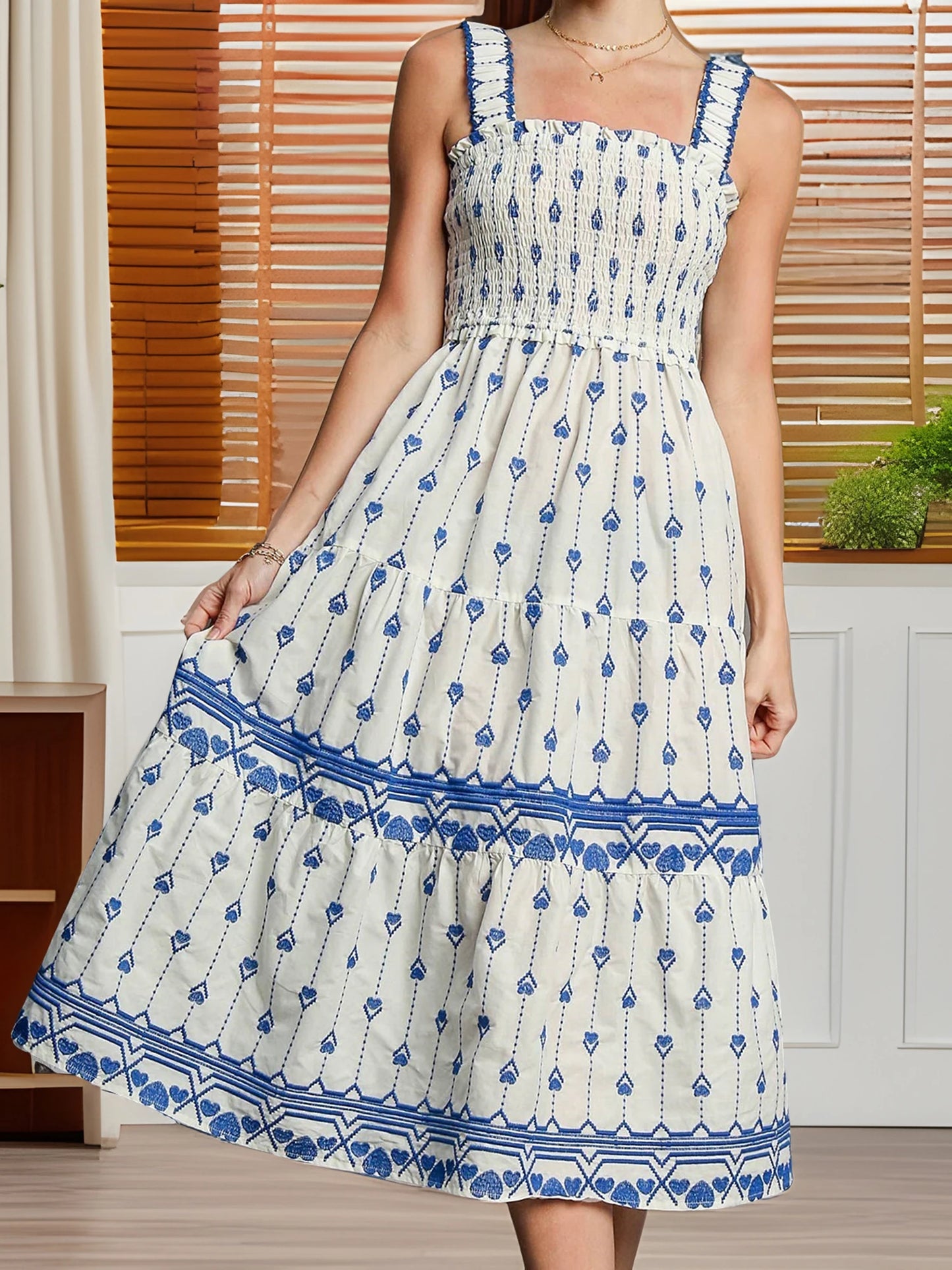 Women s Boho Floral Print Sleeveless Maxi Dress with Adjustable Spaghetti Straps for Summer Beach Vacation Style