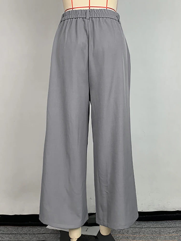 Fashion 2025 New Women's Ninth Pants Casual Loose Pockets Solid Color Elegant Wide Leg Trousers For Ladies Office