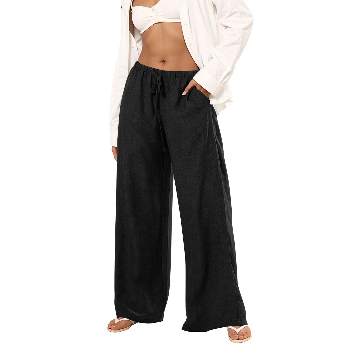 Womens Palazzo Pants Summer Casual Flowy Wide Leg Trousers Beach Travel Vacation Outfits Pantalones De Mujer Ropa De Mujer