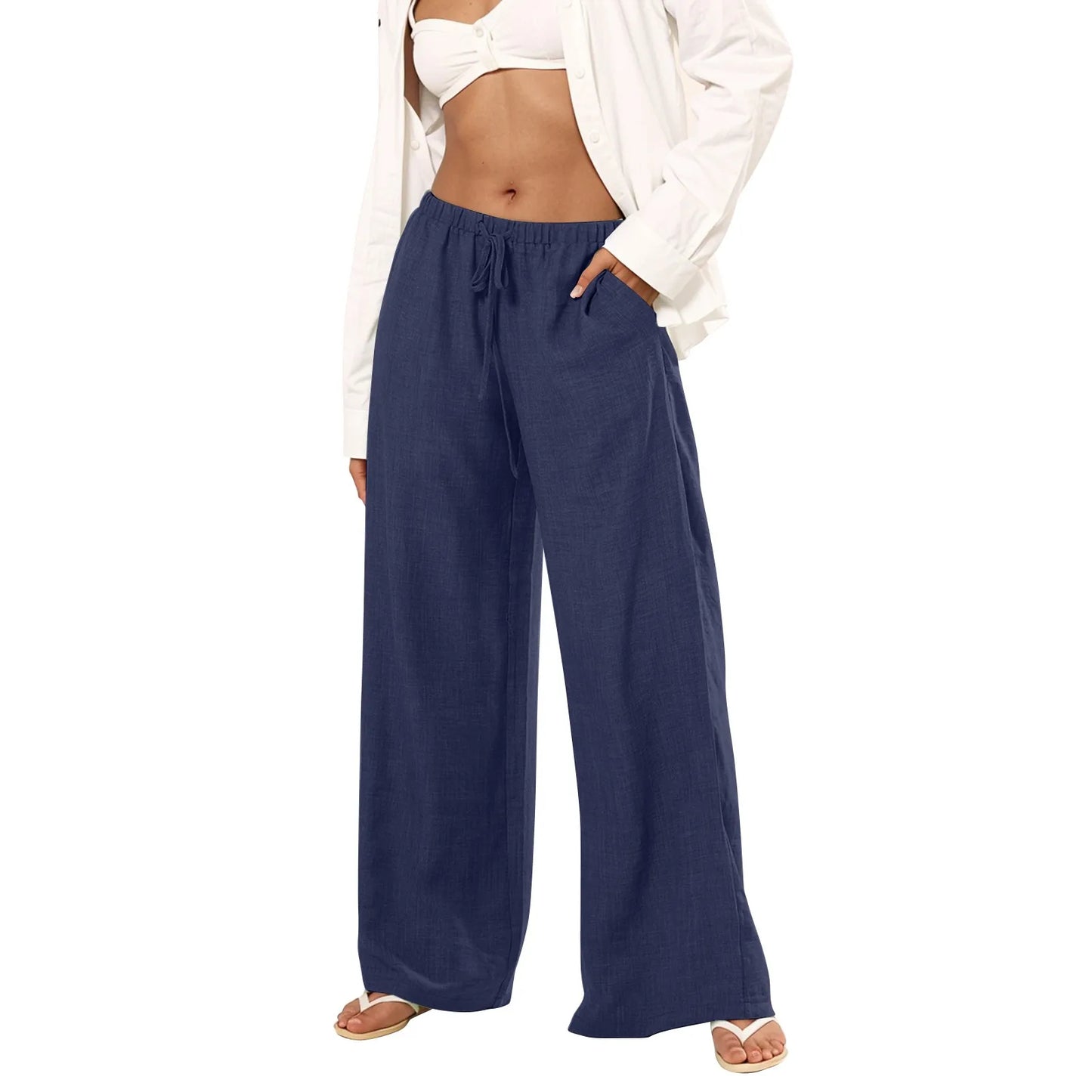 Womens Palazzo Pants Summer Casual Flowy Wide Leg Trousers Beach Travel Vacation Outfits Pantalones De Mujer Ropa De Mujer