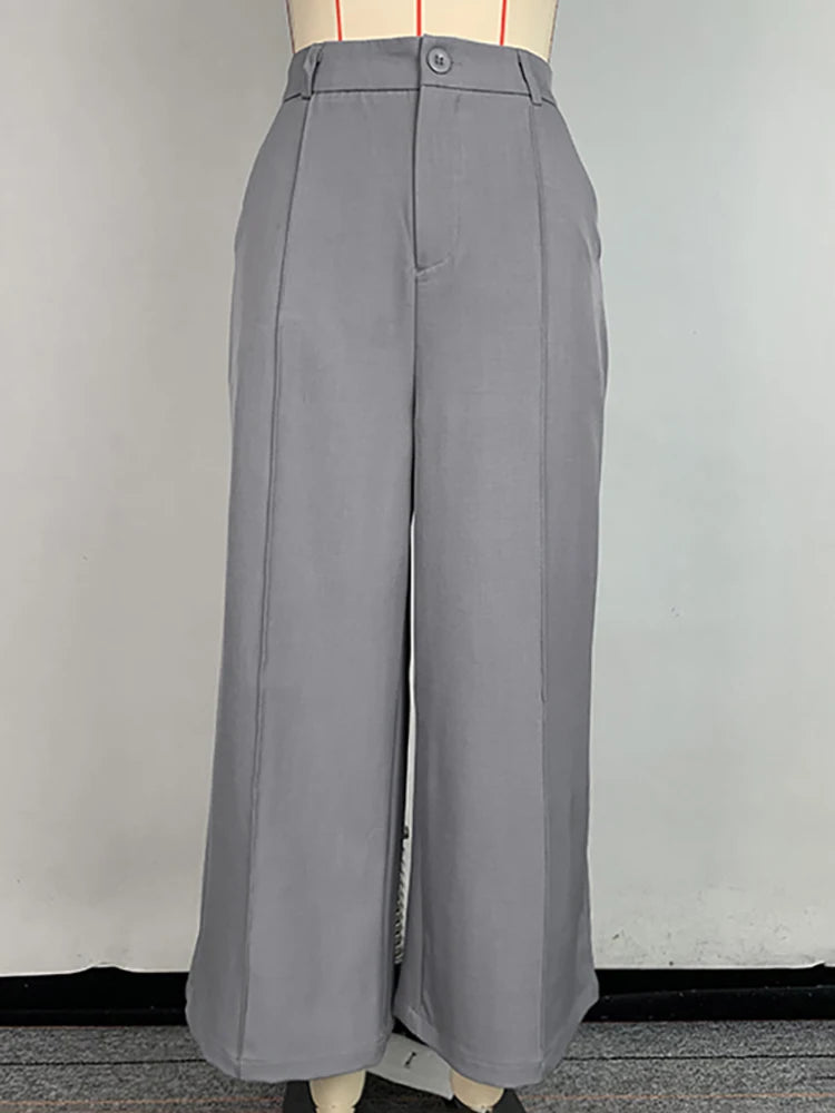 Fashion 2025 New Women's Ninth Pants Casual Loose Pockets Solid Color Elegant Wide Leg Trousers For Ladies Office