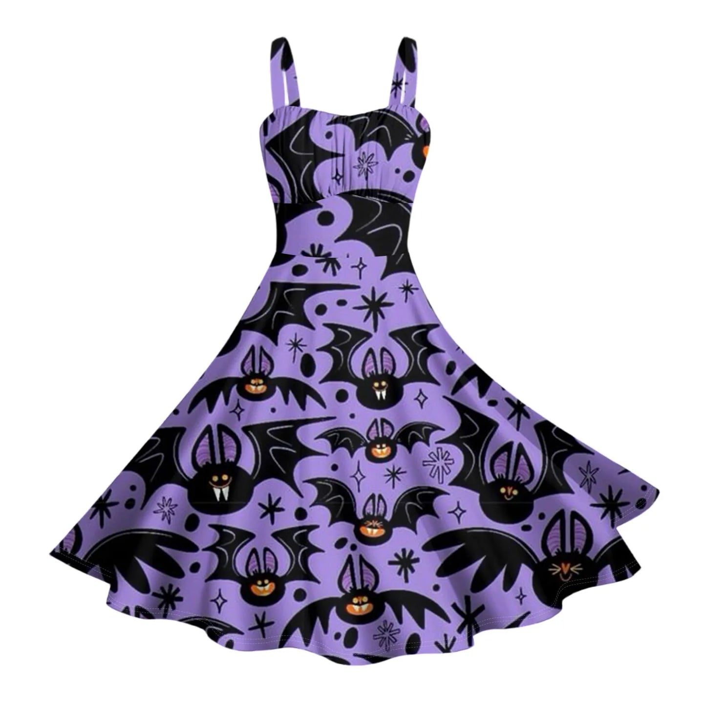 Women'S Vintage Sleeveless Pleated Patchwork Cute A-Line Hem Halloween Printed Dresses Elegant Dresses For Women Vestido Feminin