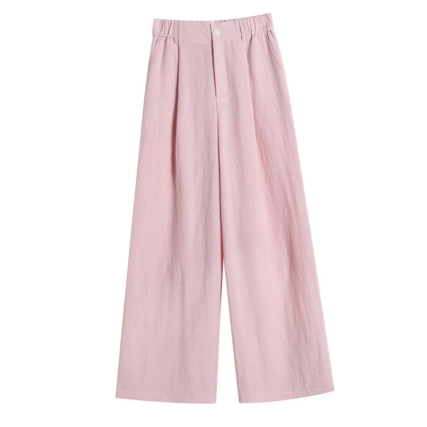 Cotton and Linen Women's Wide Leg Full Pants High Waist Summer Female Elegant Minimalism Straight Loose Trousers 2024 Autumn