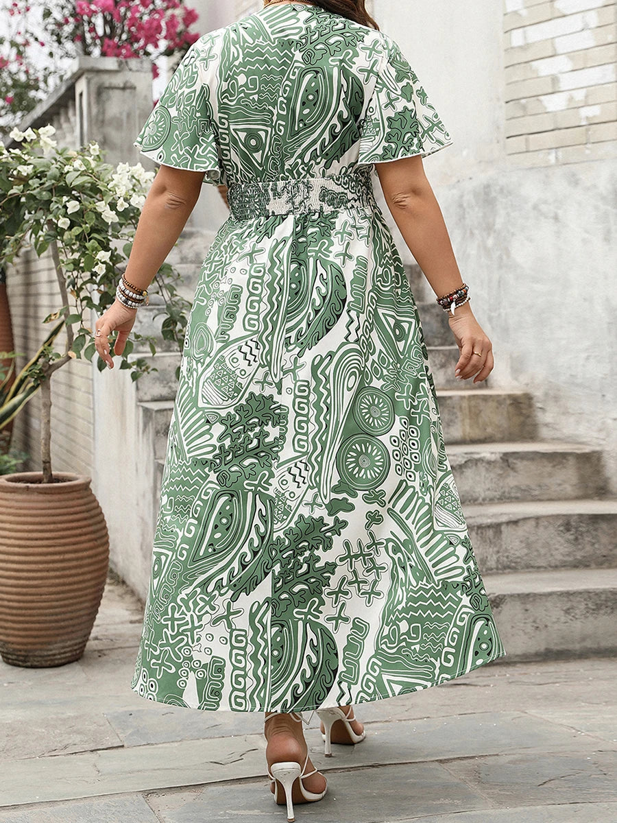 Elegant Floral Print Off-Shoulder Maxi Dress with Ruffle Hem and Tie Waist for Women s Summer Wedding Guest Outfit
