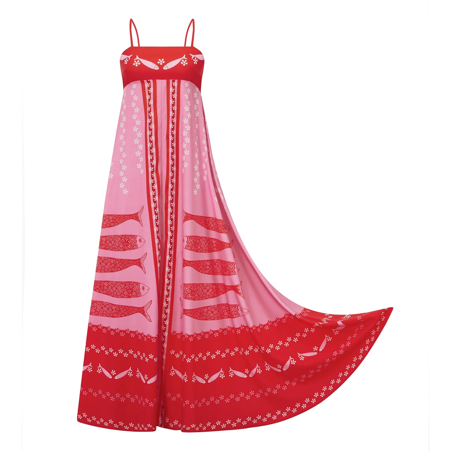 Women s Sleeveless Maxi Dress with Tropical Fish Print Spaghetti Strap Cami Dress for Summer Fashion and Casual Wear