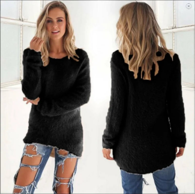 2025 New Loose Autumn Warm Sweater Fashion Women O-Neck Knitted Long Sleeve Pullovers Casual Office Lady Commute Solid Clothing