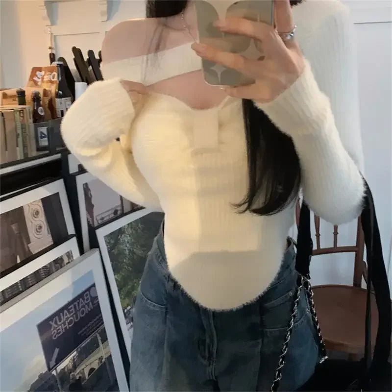 2025 Spring Elegant Pullover Women Casual Solid Korean Style Long Sleeve Knitted Sweater Sweet Soft Sweater Female Y2K Crop Tops
