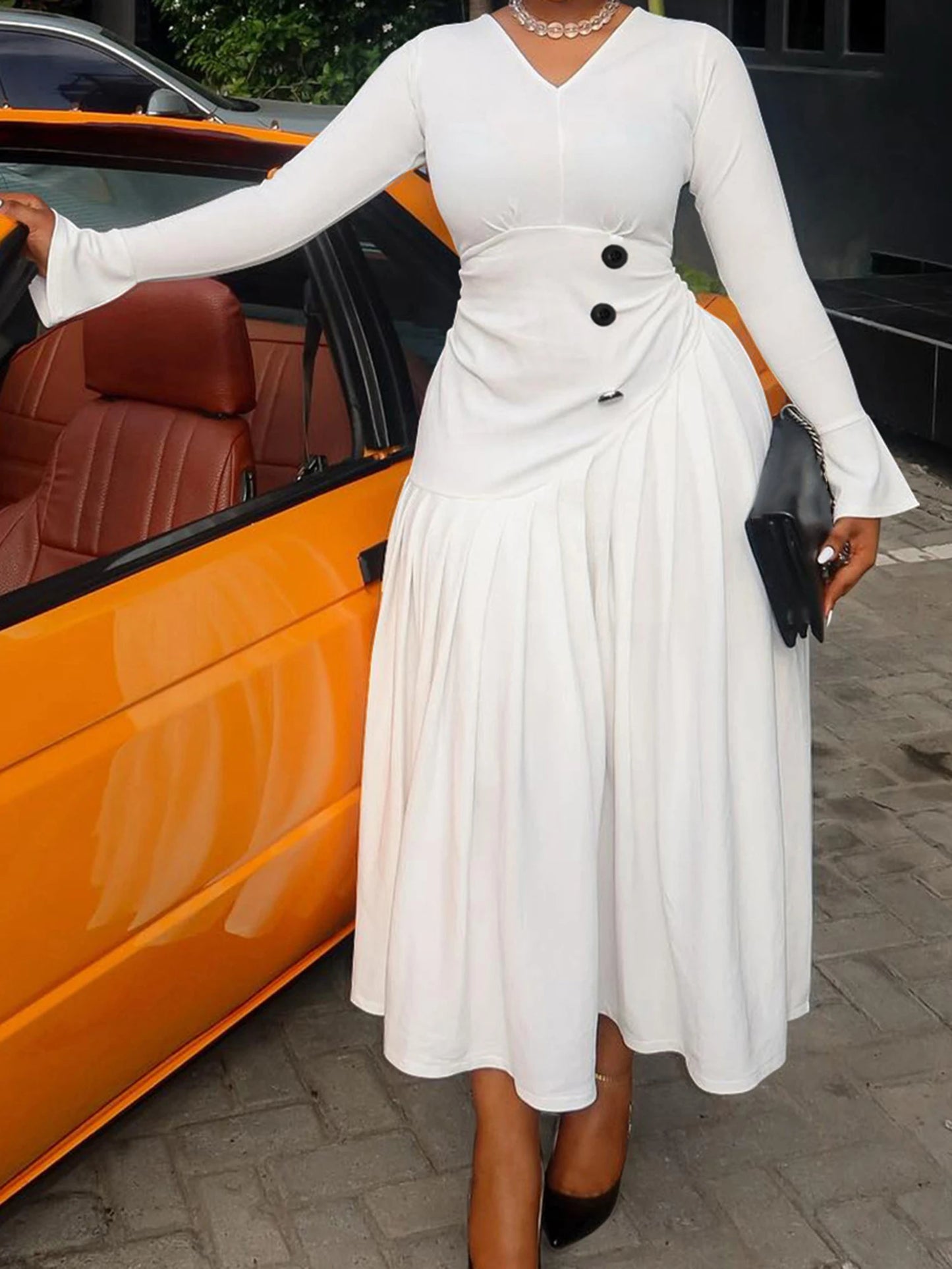 Women s Plus Size Maxi Dress with Short Sleeves and Empire Waist Detail Elegant Long Flowy Dress for Special Occasions