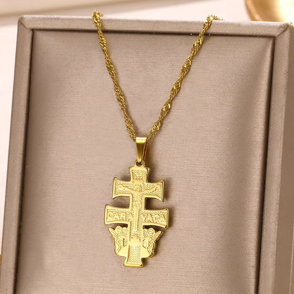 Punk Gold Color Heart Pendant Necklace for Women Stainless Steel Buckle Beaded Neck Chain Choker Y2K Jewelry Accessories