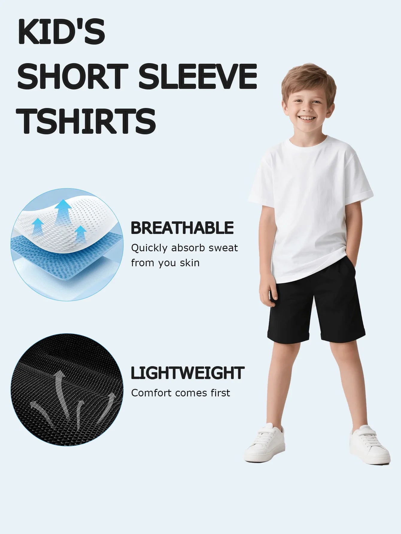 Tween Girls Cotton T-Shirt, White Tee With Colorful Mushrooms, Comfy & Cute Summer Tops