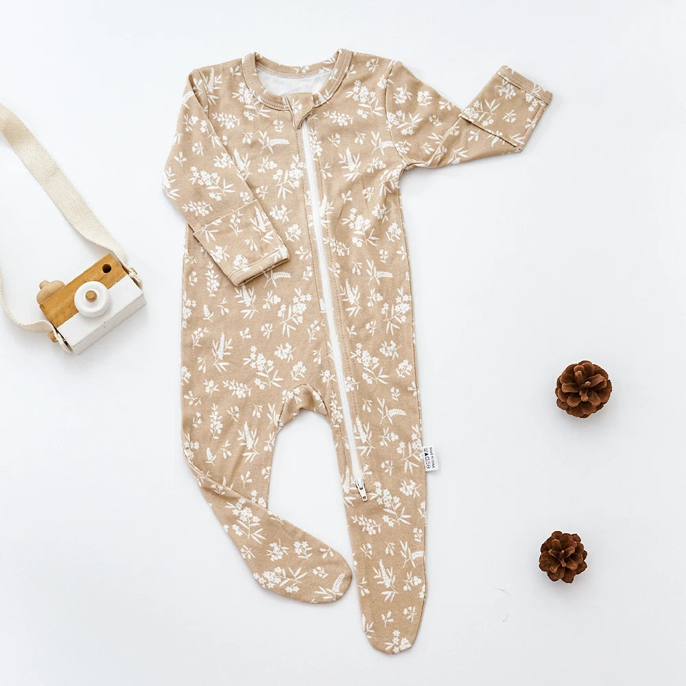 HappyFlute New Long-sleeve Bamboo Cotton Wrapped Foot jumpsuit Baby Romper Spring and Summer Baby Boy&Girls Newborn Clothings