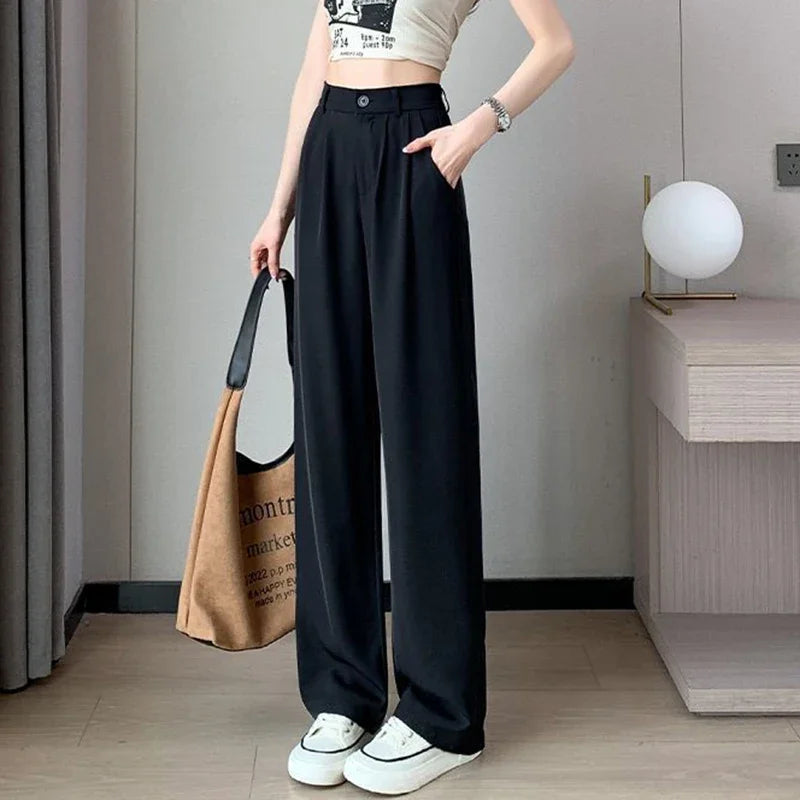 Women Suit Pants Lady Classic Fashion Trousers Female Comfortable Straight Leg Pants Mom Korean Casual Baggy Long Slacks