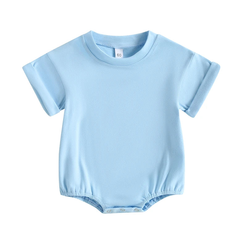 Newborn Baby Romper Summer Crewneck Romper Clothing Solid Casual Loose Jumpsuits Toddler Infant Boy Girl Cotton Playsuit