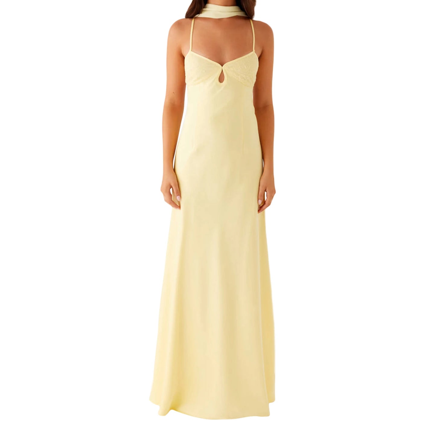Elegant Maxi Dress with Adjustable Spaghetti Straps and Flowy Silhouette for Women s Summer Fashion Style
