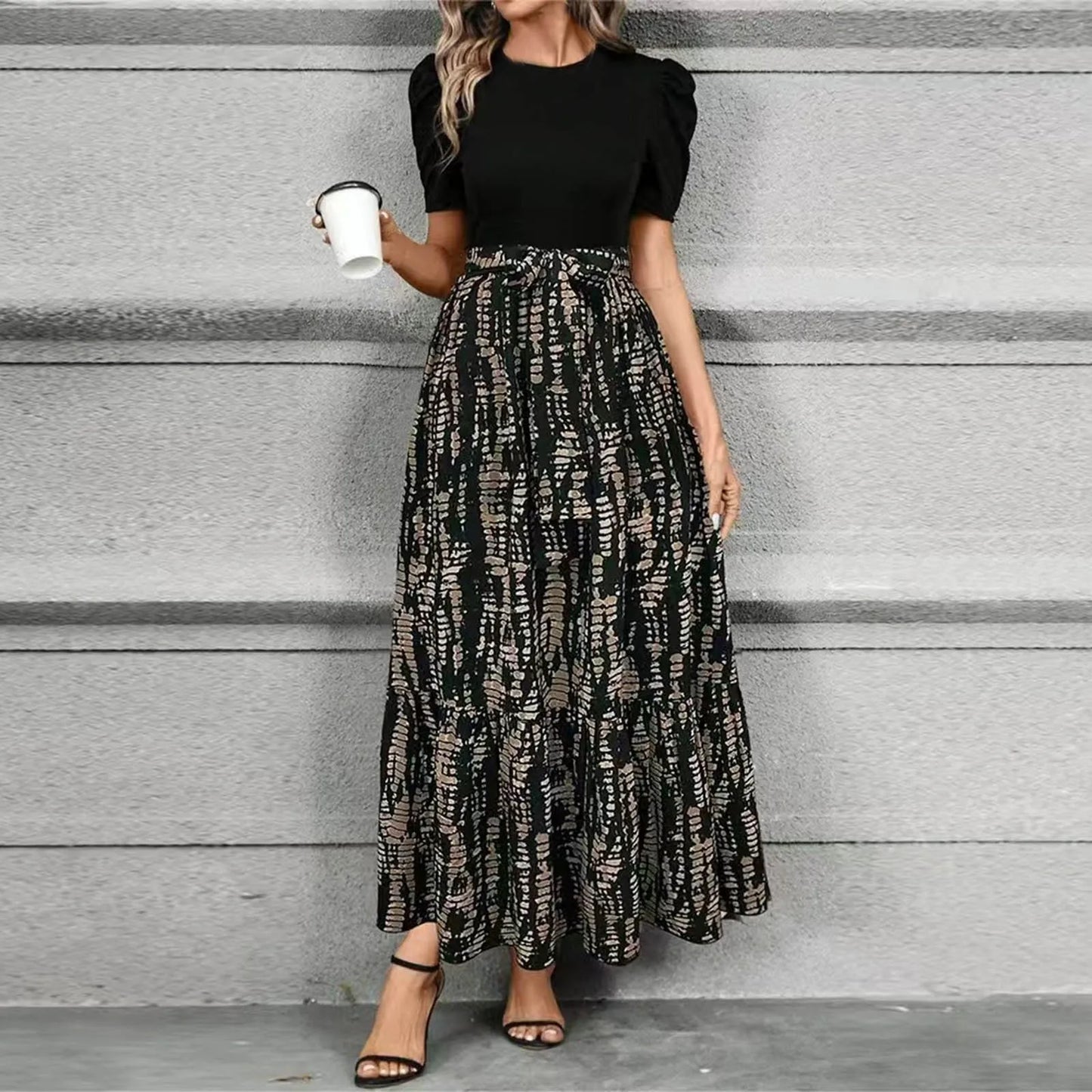 Women's Dresses High Waist Floral Print Dress Elegant Fashionable Maxi Sundress Casual Vintage Style For Spring Summer