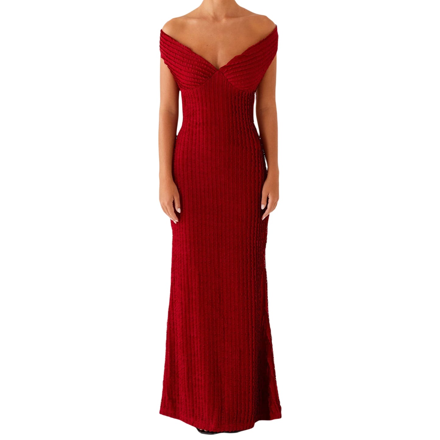 Elegant V-Neck Sleeveless Maxi Dress with Ruched Waistband and Flowy Skirt for Women s Evening Party Wear