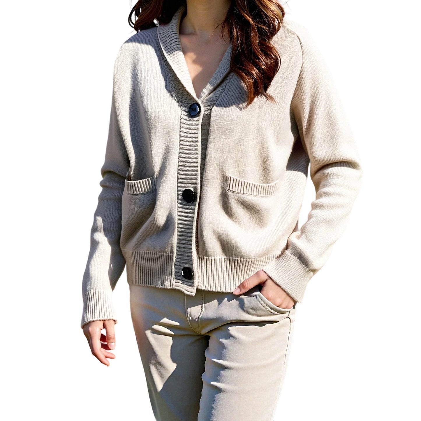 Women s Patriotic American Flag Print Cardigan with Pockets and V-Neckline Long Sleeve Button-Up Knit Sweater for Casual Fall