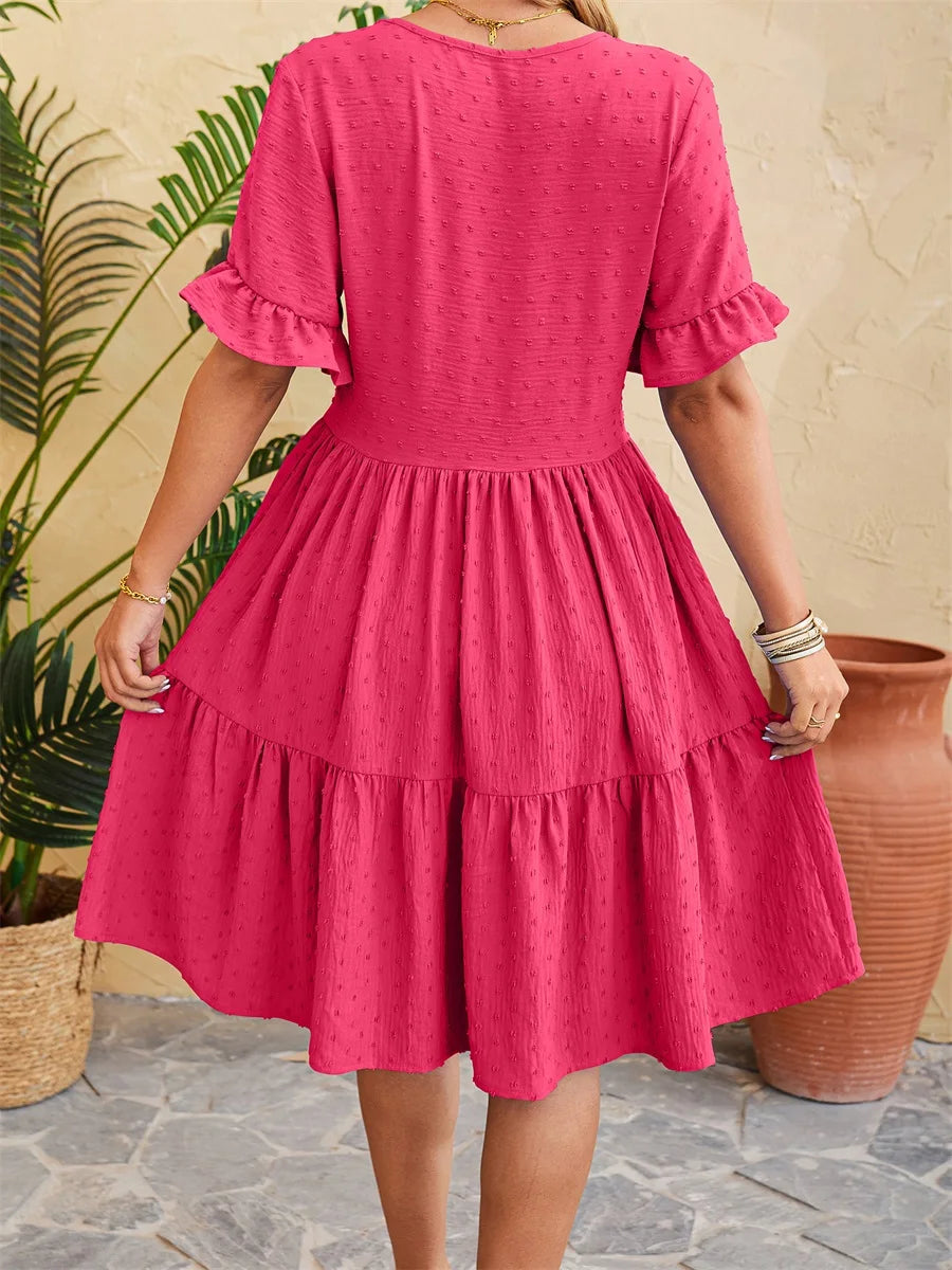 Elegant Floral Print Maxi Dress with Ruffle Sleeves and V-Neckline Women s Summer Boho Chic Fashion Long Dress for Casual Wear