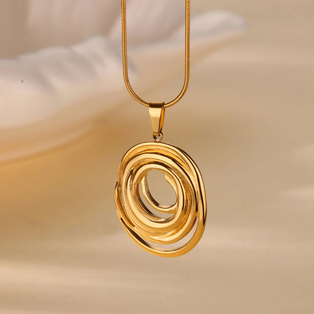 Punk Gold Color Heart Pendant Necklace for Women Stainless Steel Buckle Beaded Neck Chain Choker Y2K Jewelry Accessories
